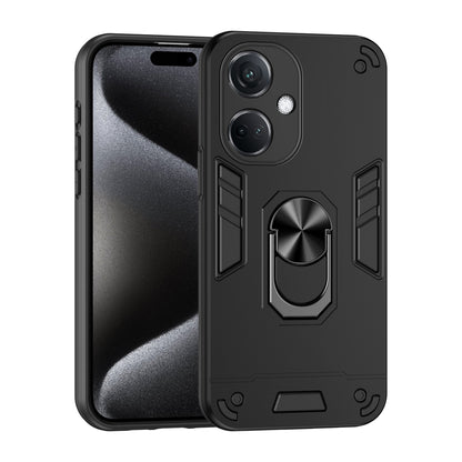 OPPO K11 Shockproof Metal Ring Holder Phone Case with 360 degrees Rotating Kickstand, Ultra Slim Protective Cover, Raised Camera Guard, PC Silicone Armour Shell, Anti-Scratch Back & Edge Protection