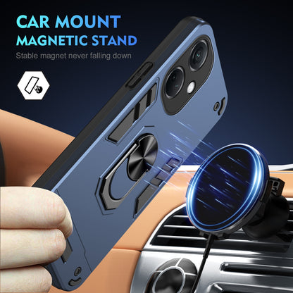 OPPO K11 Shockproof Metal Ring Holder Phone Case with 360 degrees Rotating Kickstand, Ultra Slim Protective Cover, Raised Camera Guard, PC Silicone Armour Shell, Anti-Scratch Back & Edge Protection