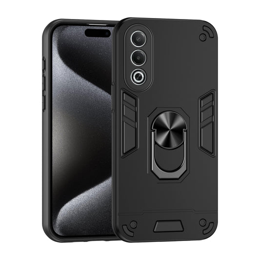 OPPO K12x Shockproof Metal Ring Holder Phone Case with 360 degrees Rotating Kickstand, Ultra Slim Protective Cover, Raised Camera Guard, PC Silicone Armour Shell, Anti-Scratch Back & Edge Protection