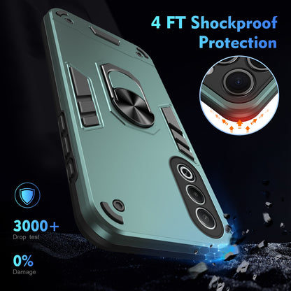 OPPO K12x Shockproof Metal Ring Holder Phone Case with 360 degrees Rotating Kickstand, Ultra Slim Protective Cover, Raised Camera Guard, PC Silicone Armour Shell, Anti-Scratch Back & Edge Protection
