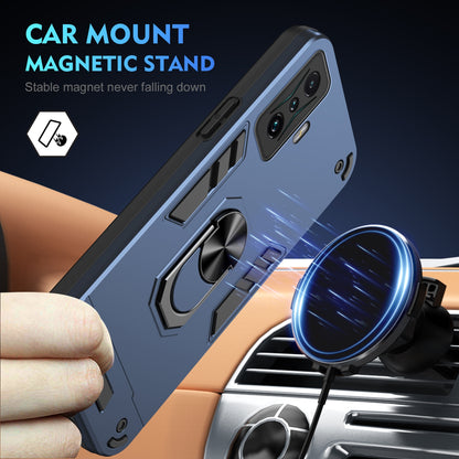 Xiaomi Redmi K50 Gaming Shockproof Metal Ring Holder Phone Case with 360 degrees Rotating Kickstand, Ultra Slim Protective Cover, Raised Camera Guard, PC Silicone Armour Shell, Anti-Scratch Back & Edge Protection