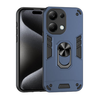 Xiaomi Redmi Note 13 Pro 4G Shockproof Metal Ring Holder Phone Case with 360 degrees Rotating Kickstand, Ultra Slim Protective Cover, Raised Camera Guard, PC Silicone Armour Shell, Anti-Scratch Back & Edge Protection