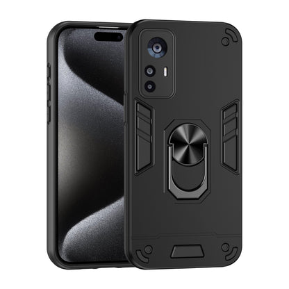 Xiaomi 12T Shockproof Metal Ring Holder Phone Case with 360 degrees Rotating Kickstand, Ultra Slim Protective Cover, Raised Camera Guard, PC Silicone Armour Shell, Anti-Scratch Back & Edge Protection