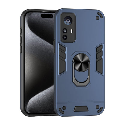 Xiaomi 12T Shockproof Metal Ring Holder Phone Case with 360 degrees Rotating Kickstand, Ultra Slim Protective Cover, Raised Camera Guard, PC Silicone Armour Shell, Anti-Scratch Back & Edge Protection