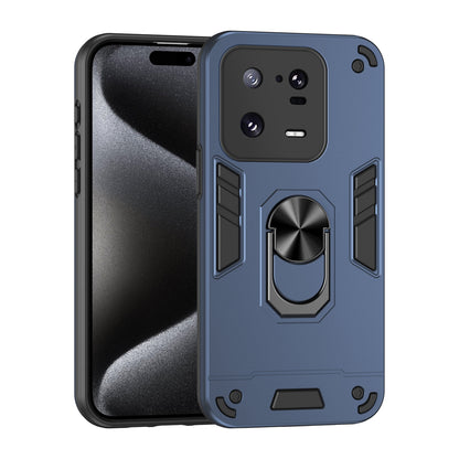 Xiaomi 13 Pro Shockproof Metal Ring Holder Phone Case with 360 degrees Rotating Kickstand, Ultra Slim Protective Cover, Raised Camera Guard, PC Silicone Armour Shell, Anti-Scratch Back & Edge Protection