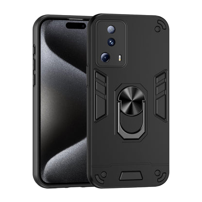 Xiaomi 13 Lite Shockproof Metal Ring Holder Phone Case with 360 degrees Rotating Kickstand, Ultra Slim Protective Cover, Raised Camera Guard, PC Silicone Armour Shell, Anti-Scratch Back & Edge Protection