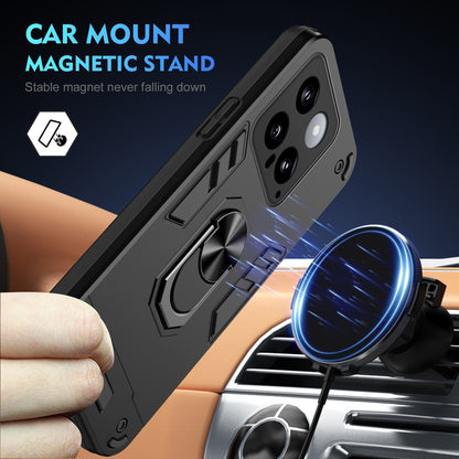 Xiaomi 14 Shockproof Metal Ring Holder Phone Case with 360 degrees Rotating Kickstand, Ultra Slim Protective Cover, Raised Camera Guard, PC Silicone Armour Shell, Anti-Scratch Back & Edge Protection