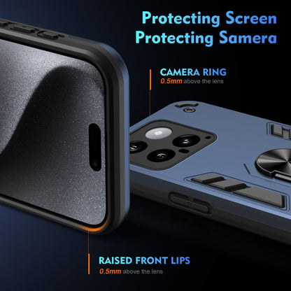 Xiaomi 14 Shockproof Metal Ring Holder Phone Case with 360 degrees Rotating Kickstand, Ultra Slim Protective Cover, Raised Camera Guard, PC Silicone Armour Shell, Anti-Scratch Back & Edge Protection