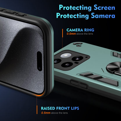 Xiaomi 14 Shockproof Metal Ring Holder Phone Case with 360 degrees Rotating Kickstand, Ultra Slim Protective Cover, Raised Camera Guard, PC Silicone Armour Shell, Anti-Scratch Back & Edge Protection