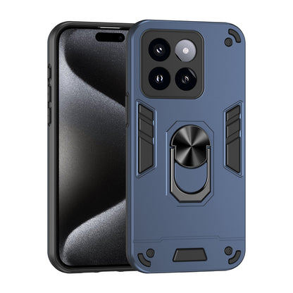 Xiaomi 14 Pro Shockproof Metal Ring Holder Phone Case with 360 degrees Rotating Kickstand, Ultra Slim Protective Cover, Raised Camera Guard, PC Silicone Armour Shell, Anti-Scratch Back & Edge Protection