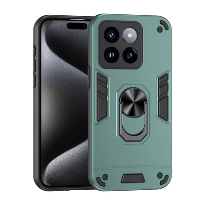 Xiaomi 14 Pro Shockproof Metal Ring Holder Phone Case with 360 degrees Rotating Kickstand, Ultra Slim Protective Cover, Raised Camera Guard, PC Silicone Armour Shell, Anti-Scratch Back & Edge Protection