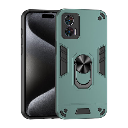 Motorola Edge 30 Neo Shockproof Metal Ring Holder Phone Case with 360 degrees Rotating Kickstand, Ultra Slim Protective Cover, Raised Camera Guard, PC Silicone Armour Shell, Anti-Scratch Back & Edge Protection