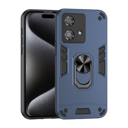 Motorola Edge 40 Neo Shockproof Metal Ring Holder Phone Case with 360 degrees Rotating Kickstand, Ultra Slim Protective Cover, Raised Camera Guard, PC Silicone Armour Shell, Anti-Scratch Back & Edge Protection