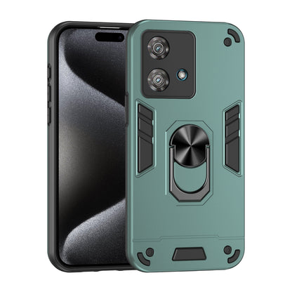 Motorola Edge 40 Neo Shockproof Metal Ring Holder Phone Case with 360 degrees Rotating Kickstand, Ultra Slim Protective Cover, Raised Camera Guard, PC Silicone Armour Shell, Anti-Scratch Back & Edge Protection