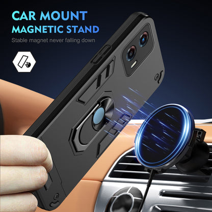 Motorola Moto G 2023 Shockproof Metal Ring Holder Phone Case with 360 degrees Rotating Kickstand, Ultra Slim Protective Cover, Raised Camera Guard, PC Silicone Armour Shell, Anti-Scratch Back & Edge Protection