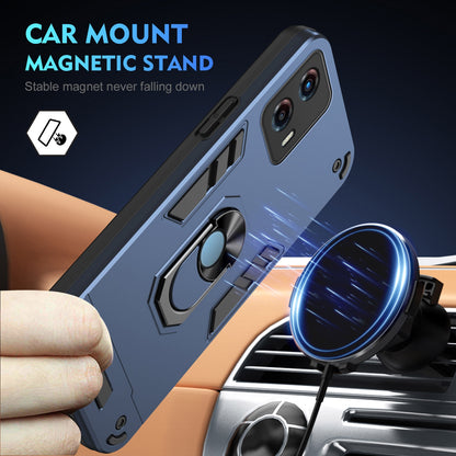 Motorola Moto G 2023 Shockproof Metal Ring Holder Phone Case with 360 degrees Rotating Kickstand, Ultra Slim Protective Cover, Raised Camera Guard, PC Silicone Armour Shell, Anti-Scratch Back & Edge Protection