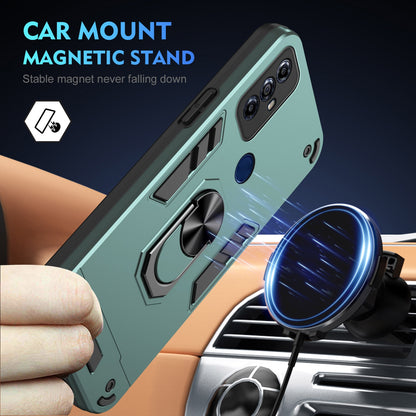 Motorola Moto G Play 2023 Shockproof Metal Ring Holder Phone Case with 360 degrees Rotating Kickstand, Ultra Slim Protective Cover, Raised Camera Guard, PC Silicone Armour Shell, Anti-Scratch Back & Edge Protection