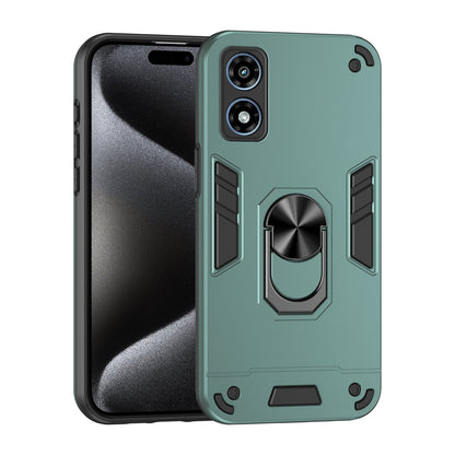 Motorola Moto G Play 2024 Shockproof Metal Ring Holder Phone Case with 360 degrees Rotating Kickstand, Ultra Slim Protective Cover, Raised Camera Guard, PC Silicone Armour Shell, Anti-Scratch Back & Edge Protection