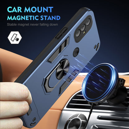 Motorola Moto G Power 2022 Shockproof Metal Ring Holder Phone Case with 360 degrees Rotating Kickstand, Ultra Slim Protective Cover, Raised Camera Guard, PC Silicone Armour Shell, Anti-Scratch Back & Edge Protection
