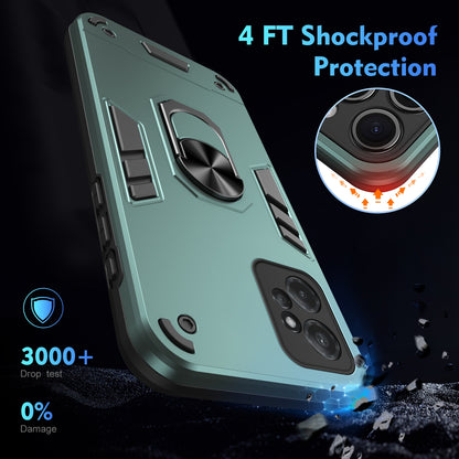 Motorola Moto G Power 2023 Shockproof Metal Ring Holder Phone Case with 360 degrees Rotating Kickstand, Ultra Slim Protective Cover, Raised Camera Guard, PC Silicone Armour Shell, Anti-Scratch Back & Edge Protection