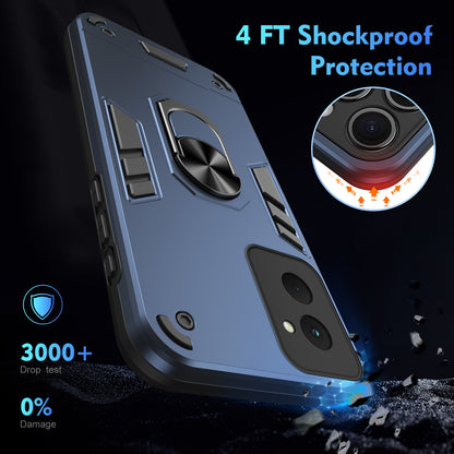 Motorola Moto G Power 2024 Shockproof Metal Ring Holder Phone Case with 360 degrees Rotating Kickstand, Ultra Slim Protective Cover, Raised Camera Guard, PC Silicone Armour Shell, Anti-Scratch Back & Edge Protection