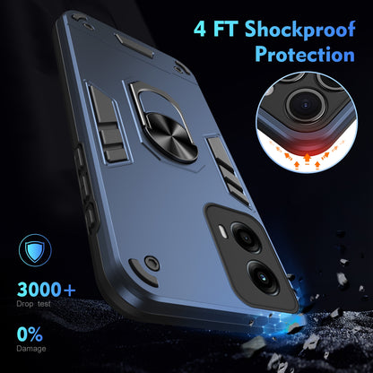 Motorola Moto G Stylus 5G 2024 Shockproof Metal Ring Holder Phone Case with 360 degrees Rotating Kickstand, Ultra Slim Protective Cover, Raised Camera Guard, PC Silicone Armour Shell, Anti-Scratch Back & Edge Protection