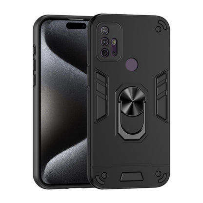 Motorola Moto G10 Shockproof Metal Ring Holder Phone Case with 360 degrees Rotating Kickstand, Ultra Slim Protective Cover, Raised Camera Guard, PC Silicone Armour Shell, Anti-Scratch Back & Edge Protection