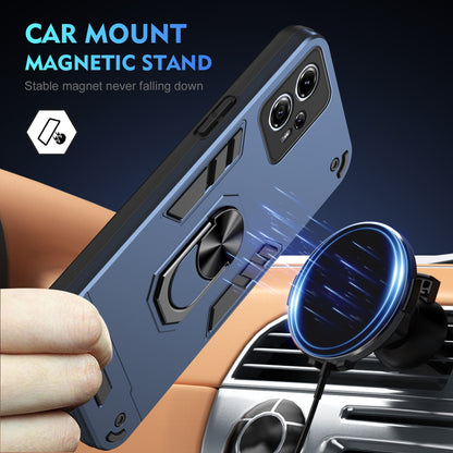 Motorola Moto G13 Shockproof Metal Ring Holder Phone Case with 360 degrees Rotating Kickstand, Ultra Slim Protective Cover, Raised Camera Guard, PC Silicone Armour Shell, Anti-Scratch Back & Edge Protection