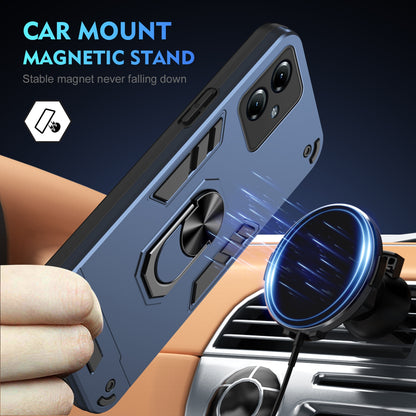Motorola Moto G14 Shockproof Metal Ring Holder Phone Case with 360 degrees Rotating Kickstand, Ultra Slim Protective Cover, Raised Camera Guard, PC Silicone Armour Shell, Anti-Scratch Back & Edge Protection