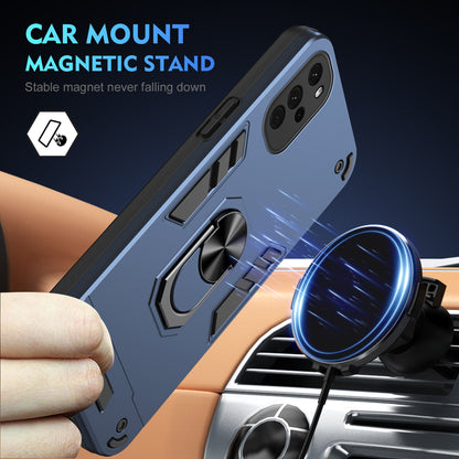Motorola Moto G22 Shockproof Metal Ring Holder Phone Case with 360 degrees Rotating Kickstand, Ultra Slim Protective Cover, Raised Camera Guard, PC Silicone Armour Shell, Anti-Scratch Back & Edge Protection