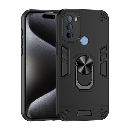 Motorola Moto G31 Shockproof Metal Ring Holder Phone Case with 360 degrees Rotating Kickstand, Ultra Slim Protective Cover, Raised Camera Guard, PC Silicone Armour Shell, Anti-Scratch Back & Edge Protection