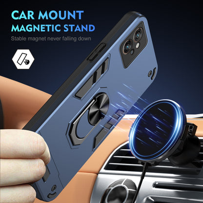 Motorola Moto G32 Shockproof Metal Ring Holder Phone Case with 360 degrees Rotating Kickstand, Ultra Slim Protective Cover, Raised Camera Guard, PC Silicone Armour Shell, Anti-Scratch Back & Edge Protection