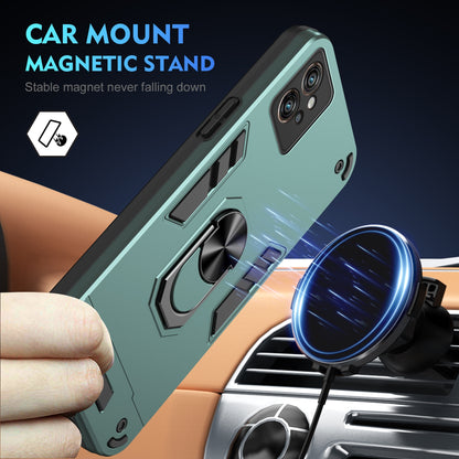 Motorola Moto G32 Shockproof Metal Ring Holder Phone Case with 360 degrees Rotating Kickstand, Ultra Slim Protective Cover, Raised Camera Guard, PC Silicone Armour Shell, Anti-Scratch Back & Edge Protection