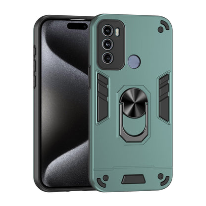 Motorola Moto G60 Shockproof Metal Ring Holder Phone Case with 360 degrees Rotating Kickstand, Ultra Slim Protective Cover, Raised Camera Guard, PC Silicone Armour Shell, Anti-Scratch Back & Edge Protection