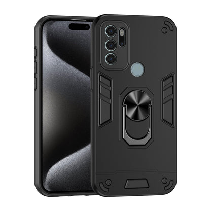 Motorola Moto G60s Shockproof Metal Ring Holder Phone Case with 360 degrees Rotating Kickstand, Ultra Slim Protective Cover, Raised Camera Guard, PC Silicone Armour Shell, Anti-Scratch Back & Edge Protection