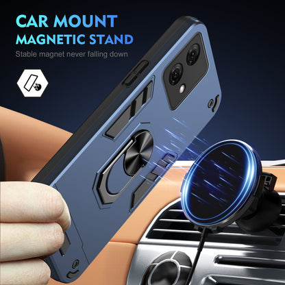 Motorola Moto G84 Shockproof Metal Ring Holder Phone Case with 360 degrees Rotating Kickstand, Ultra Slim Protective Cover, Raised Camera Guard, PC Silicone Armour Shell, Anti-Scratch Back & Edge Protection