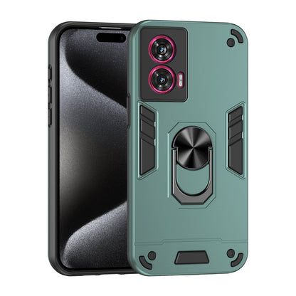 Motorola Edge 50 Fusion Shockproof Metal Ring Holder Phone Case with 360 degrees Rotating Kickstand, Ultra Slim Protective Cover, Raised Camera Guard, PC Silicone Armour Shell, Anti-Scratch Back & Edge Protection