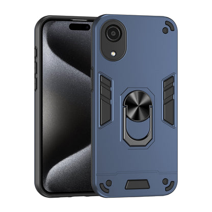 Samsung Galaxy A03 Core Shockproof Metal Ring Holder Phone Case with 360 degrees Rotating Kickstand, Ultra Slim Protective Cover, Raised Camera Guard, PC Silicone Armour Shell, Anti-Scratch Back & Edge Protection