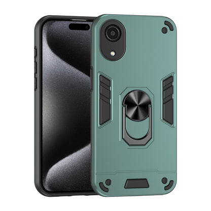 Samsung Galaxy A03 Core Shockproof Metal Ring Holder Phone Case with 360 degrees Rotating Kickstand, Ultra Slim Protective Cover, Raised Camera Guard, PC Silicone Armour Shell, Anti-Scratch Back & Edge Protection