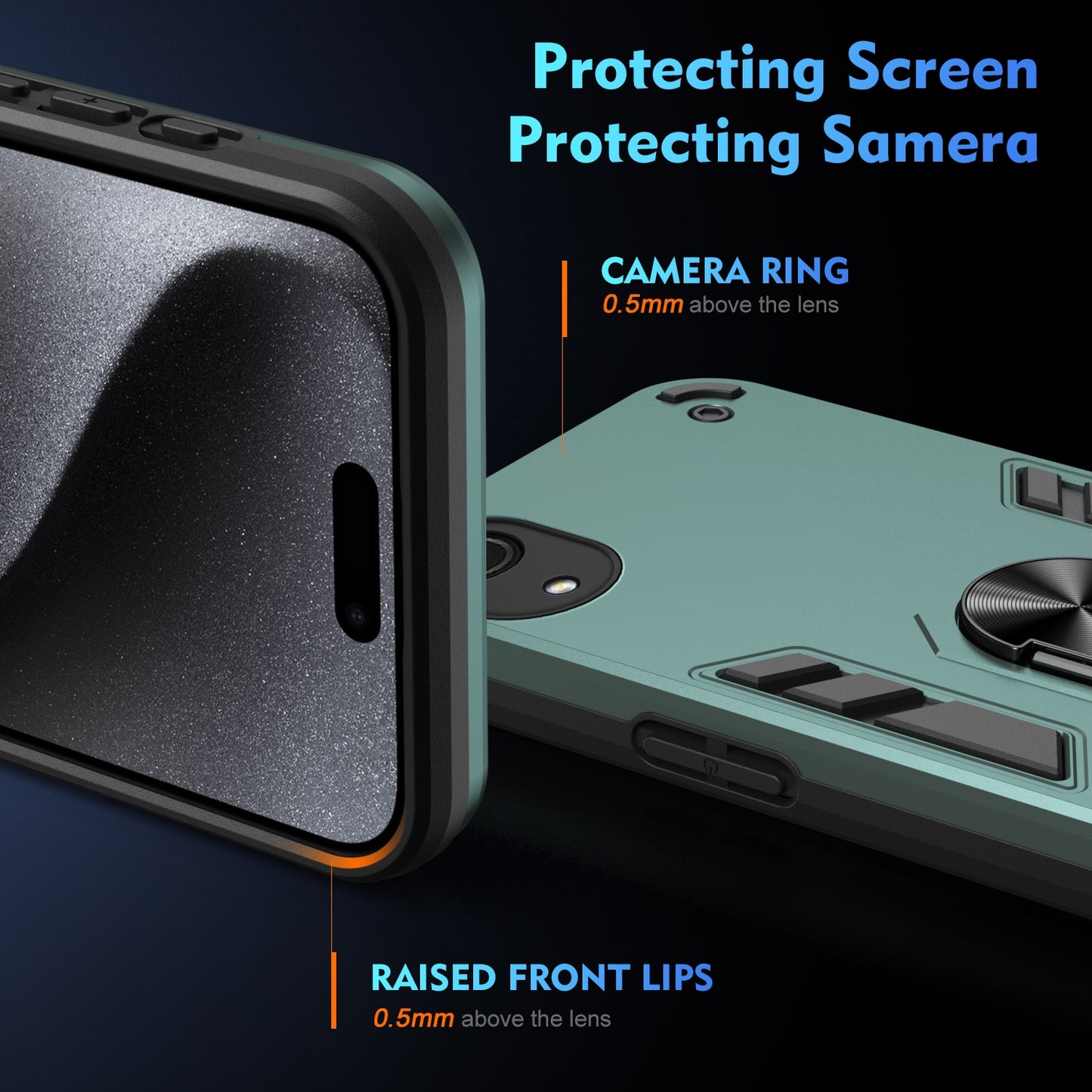 Samsung Galaxy A03 Core Shockproof Metal Ring Holder Phone Case with 360 degrees Rotating Kickstand, Ultra Slim Protective Cover, Raised Camera Guard, PC Silicone Armour Shell, Anti-Scratch Back & Edge Protection