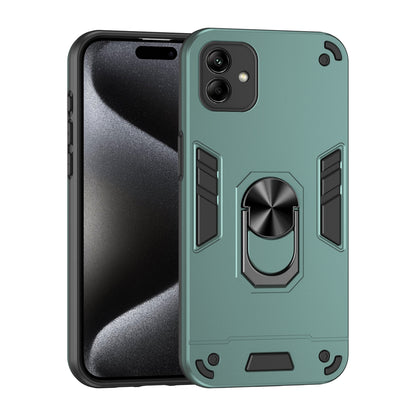 Samsung Galaxy A04 Shockproof Metal Ring Holder Phone Case with 360 degrees Rotating Kickstand, Ultra Slim Protective Cover, Raised Camera Guard, PC Silicone Armour Shell, Anti-Scratch Back & Edge Protection