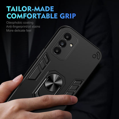 Samsung Galaxy A13 5G Shockproof Metal Ring Holder Phone Case with 360 degrees Rotating Kickstand, Ultra Slim Protective Cover, Raised Camera Guard, PC Silicone Armour Shell, Anti-Scratch Back & Edge Protection