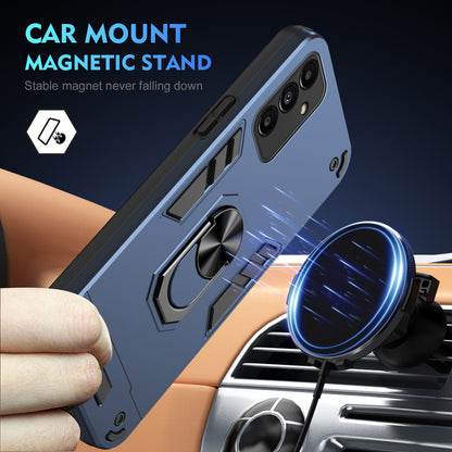 Samsung Galaxy A13 5G Shockproof Metal Ring Holder Phone Case with 360 degrees Rotating Kickstand, Ultra Slim Protective Cover, Raised Camera Guard, PC Silicone Armour Shell, Anti-Scratch Back & Edge Protection