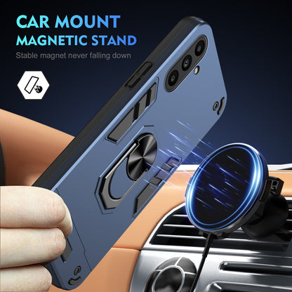Samsung Galaxy A14 Shockproof Metal Ring Holder Phone Case with 360 degrees Rotating Kickstand, Ultra Slim Protective Cover, Raised Camera Guard, PC Silicone Armour Shell, Anti-Scratch Back & Edge Protection