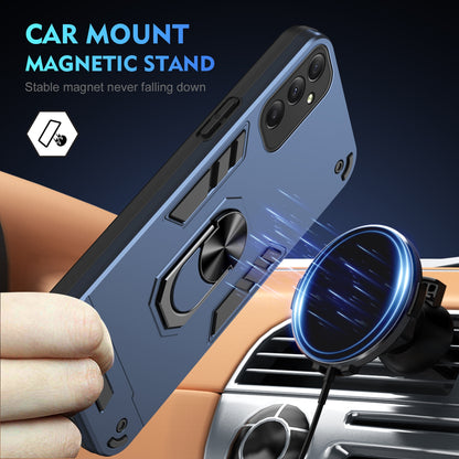 Samsung Galaxy A34 5G Shockproof Metal Ring Holder Phone Case with 360 degrees Rotating Kickstand, Ultra Slim Protective Cover, Raised Camera Guard, PC Silicone Armour Shell, Anti-Scratch Back & Edge Protection