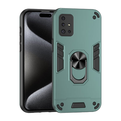 Samsung Galaxy A51 4G Shockproof Metal Ring Holder Phone Case with 360 degrees Rotating Kickstand, Ultra Slim Protective Cover, Raised Camera Guard, PC Silicone Armour Shell, Anti-Scratch Back & Edge Protection