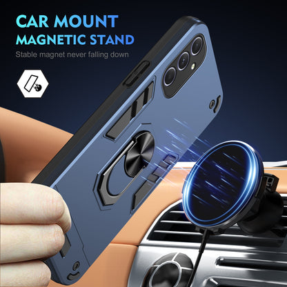 Samsung Galaxy A54 5G Shockproof Metal Ring Holder Phone Case with 360 degrees Rotating Kickstand, Ultra Slim Protective Cover, Raised Camera Guard, PC Silicone Armour Shell, Anti-Scratch Back & Edge Protection