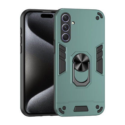 Samsung Galaxy A55 Shockproof Metal Ring Holder Phone Case with 360 degrees Rotating Kickstand, Ultra Slim Protective Cover, Raised Camera Guard, PC Silicone Armour Shell, Anti-Scratch Back & Edge Protection