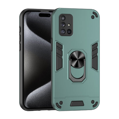 Samsung Galaxy A71 4G Shockproof Metal Ring Holder Phone Case with 360 degrees Rotating Kickstand, Ultra Slim Protective Cover, Raised Camera Guard, PC Silicone Armour Shell, Anti-Scratch Back & Edge Protection