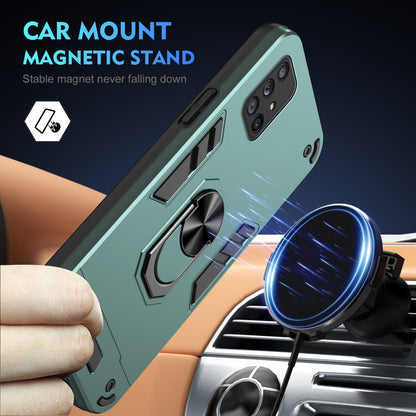 Samsung Galaxy A71 4G Shockproof Metal Ring Holder Phone Case with 360 degrees Rotating Kickstand, Ultra Slim Protective Cover, Raised Camera Guard, PC Silicone Armour Shell, Anti-Scratch Back & Edge Protection